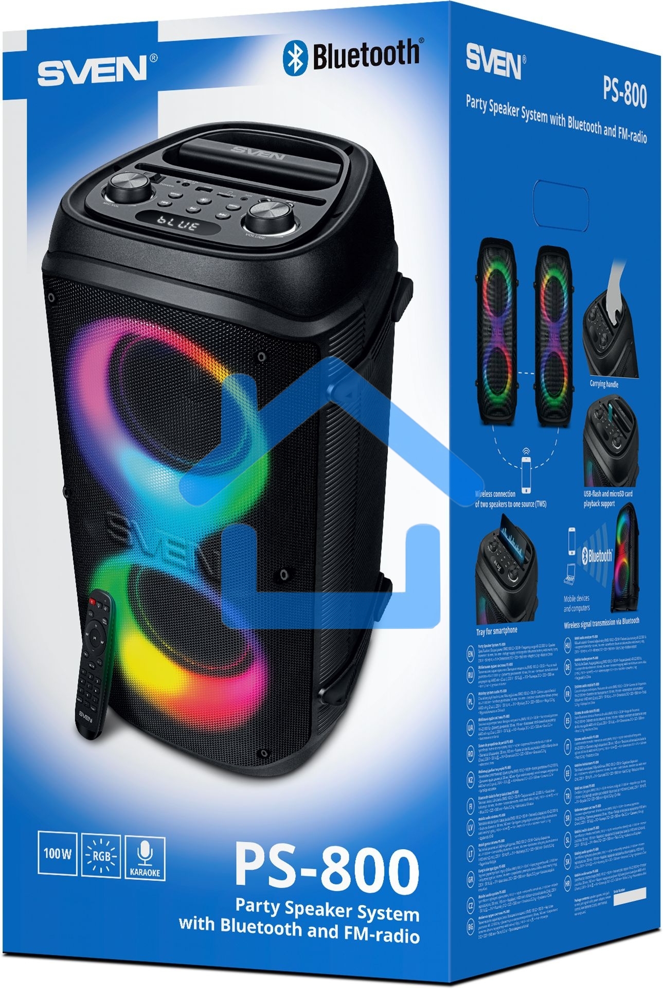 Колонка портативная Sven PS-800 черный 100W 2.0 BT 10м 4400mAh