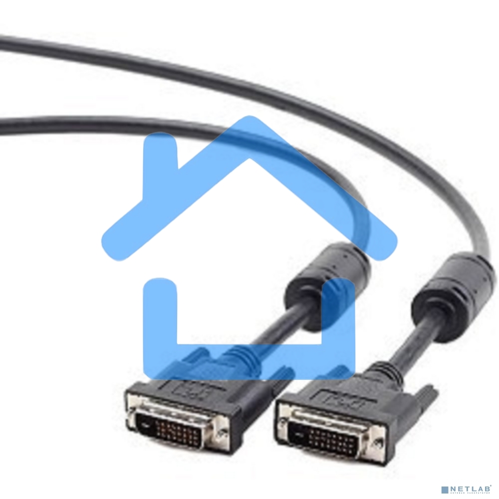 Кабель Кабель DVI-D dual link Gembird/Cablexpert, 25M/25M, 1.8м, черный, экран, феррит.кольца, пакет(CC-DVI2-BK-6)