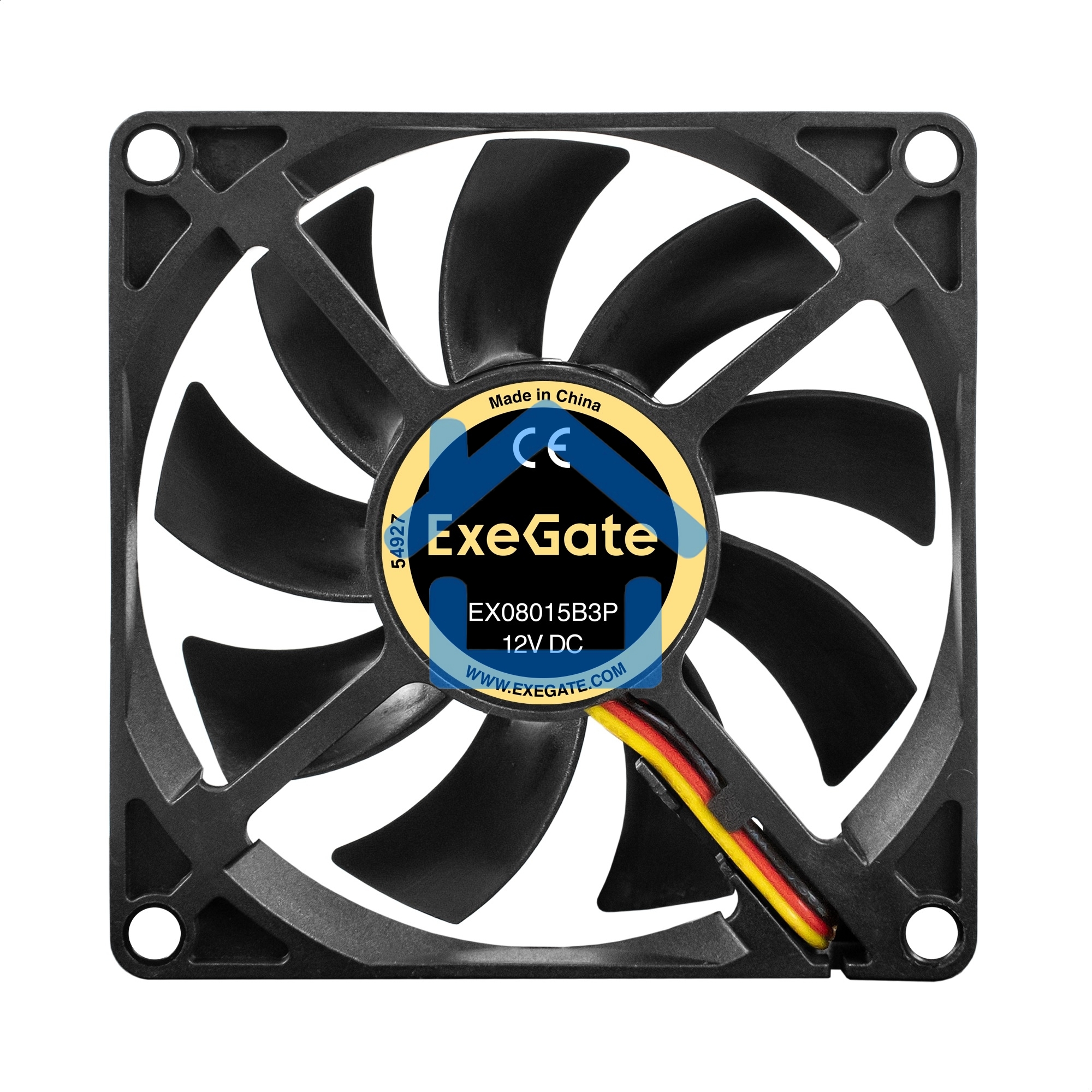 Вентилятор для корпуса ExeGate EX08015B3P черный, 80 мм, 2000 об/мин, 21 дБ, 3 pin