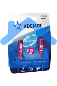 Аккумулятор Космос KOCR03NIMH(1100MAH)R03 NiMn 1100мА·ч (блист.2шт.) Цена за 1шт
