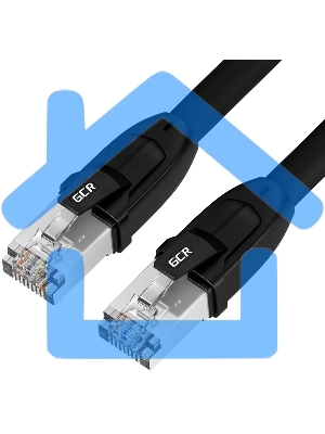Патч-корд GCR PROF кат.8 ethernet 30.0m F/FTP, RJ45, CU, 26 AWG, литой, прямой, черный, экранированные коннекторы, GCR-52354