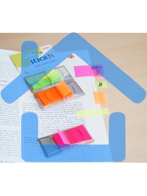 Закладки самоклеящиеся, индексы пластиковые Stick`n 26002 12x45мм, 5 цветов в упаковке, 40 листов, Z-сложение блистер
