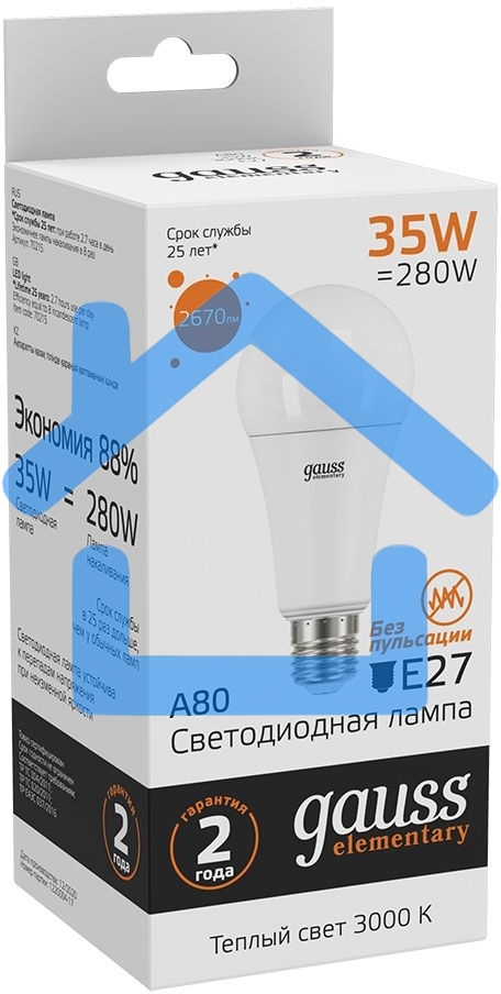 Лампа светодиодная Elementary A67 35Вт 3000К E27 2670лм Gauss 70215