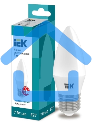 Лампа светодиодная ECO C35 свеча 7Вт 230В 4000К E27 ИЭК LLE-C35-7-230-40-E27