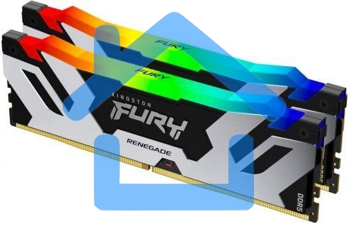Оперативная память Kingston Fury Renegade, DDR5, 32Gb (2x16Gb), 6400MHz, CL32, DIMM, с радиатором, RGB, серебристый/черный