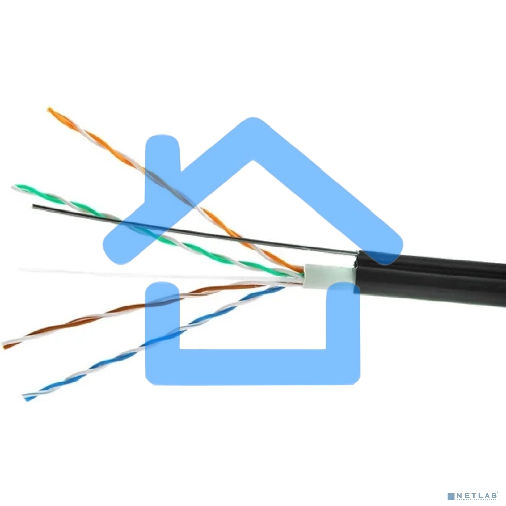 Кабель Cablexpert Россия UPC-5051E-4-CU-OUTR, UTP outdoor 4x2x0.51 на тросу, медный, кат.5e, однож., 305м, coil, черный