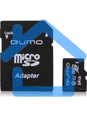 Флэш карта QUMO QM64GMICSDXC10U1 64Gb MicroSDXC Class 10 UHS-I, SD adapter