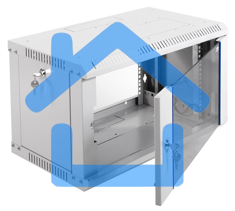 Шкаф телеком. настенный разборный 6U (600х350) дверь стекло,цвет черный (ШРН-Э-6.350-9005) (1 коробка)