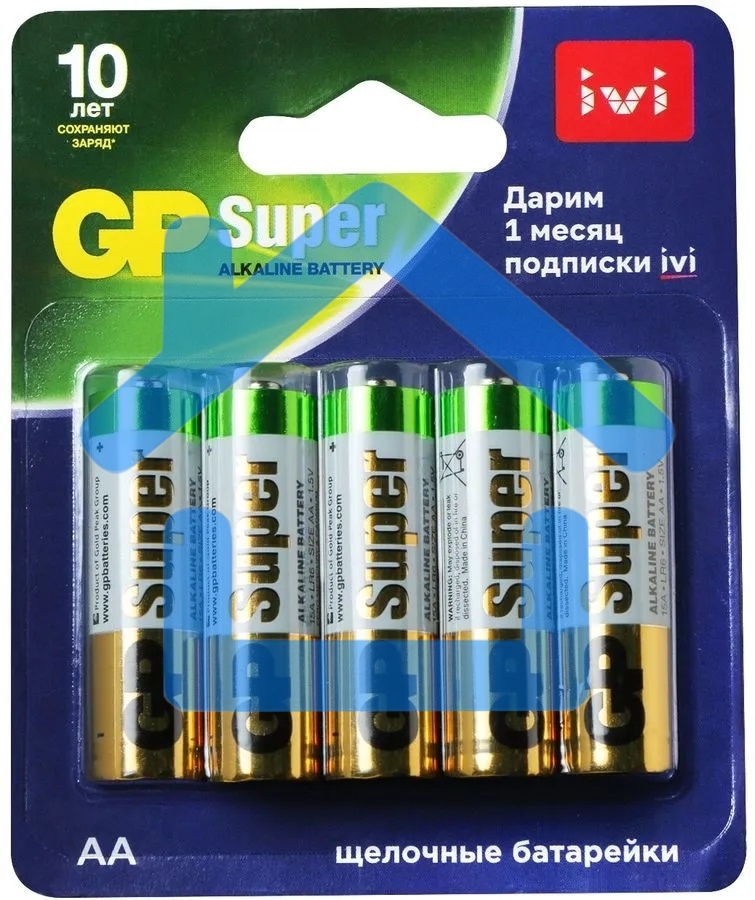 Батарея GP Super Alkaline 15A/IVI-2CR10 AA (10шт) блистер
