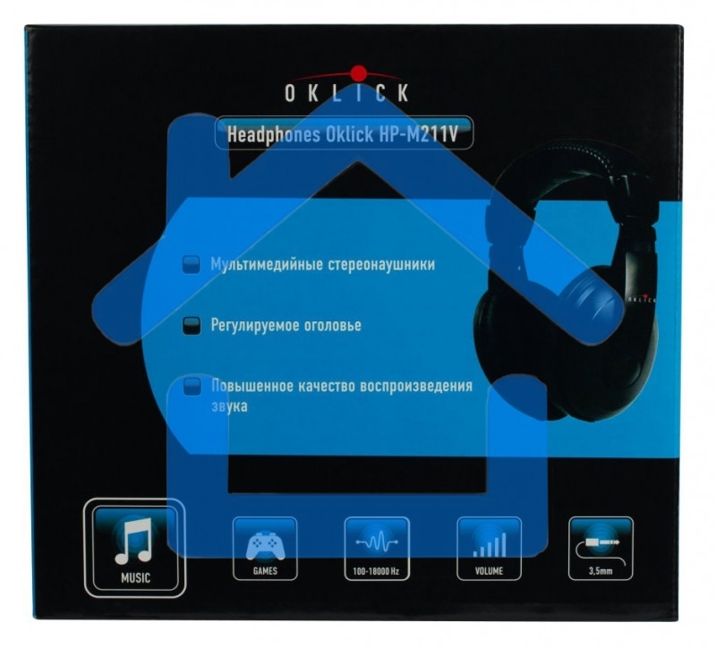 Наушники мониторные Oklick HP-M211V 1.8м черный проводные (оголовье)