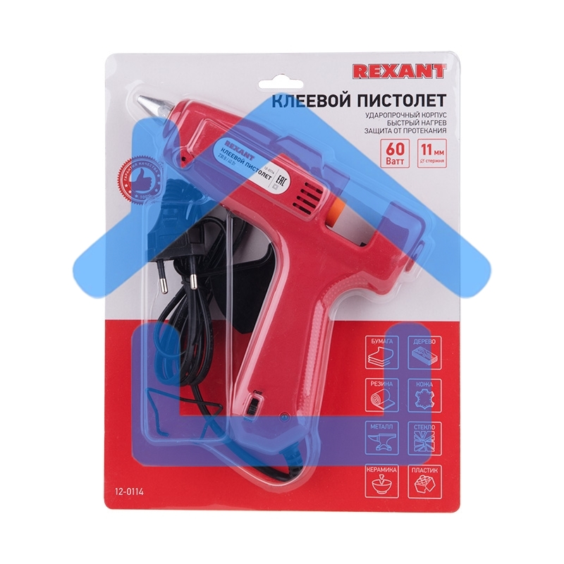 Пистолет клеевой Rexant (12-0114) 60 Вт O 11 мм С КНОПКОЙ (блистер)