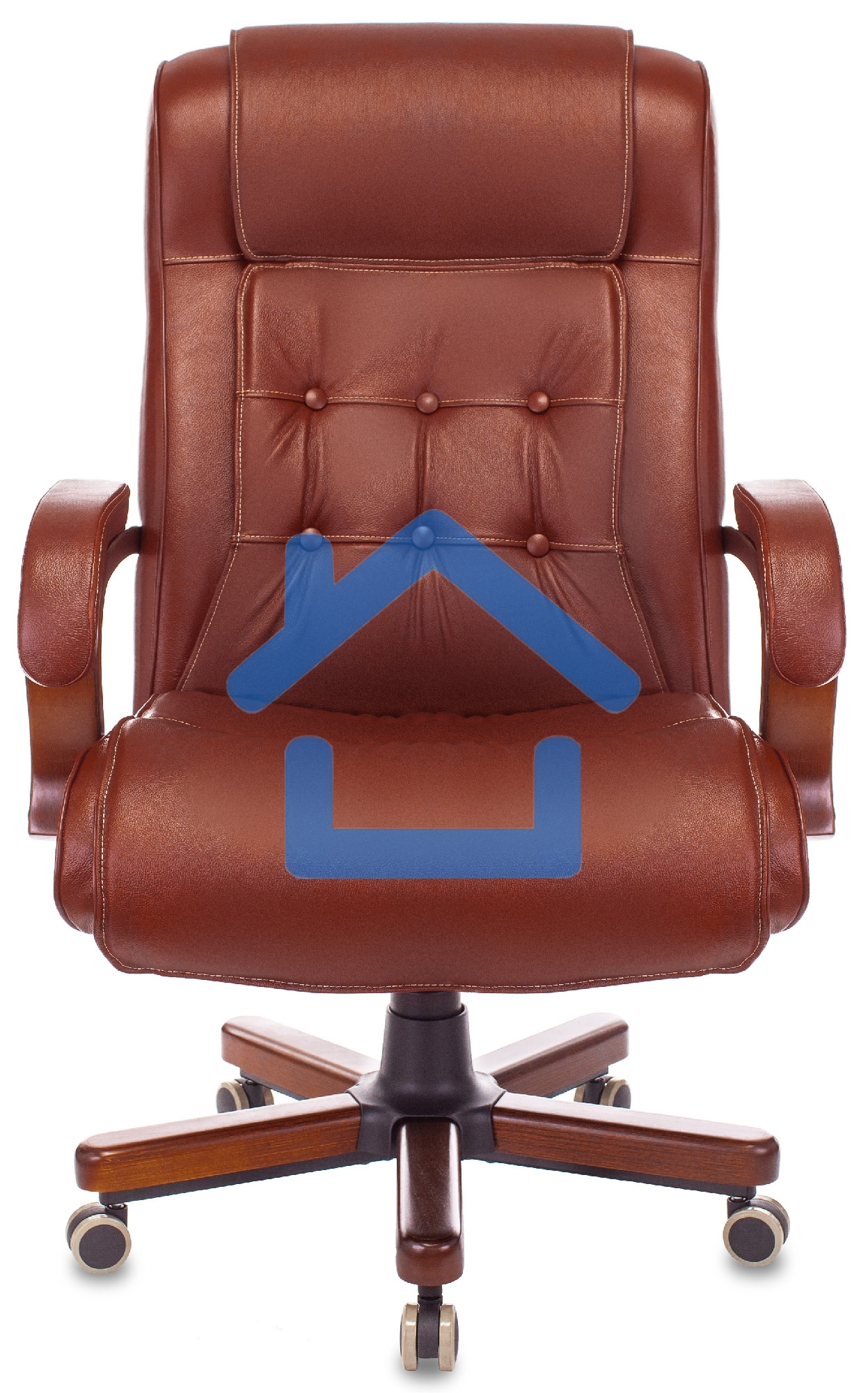 Кресло руководителя Бюрократ T-9926WALNUT светло-коричневый Leather Eichel, кожа, крестовина металл/дерево