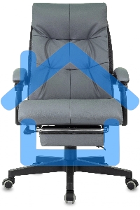 Кресло руководителя Бюрократ CH-824MSG-F серый, эко.кожа/ткань, крестов. пластик, подст. для ног