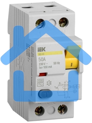 Выключатель дифференциального тока (УЗО) 2п 50А 100мА тип AC ВД1-63 ИЭК MDV10-2-050-100