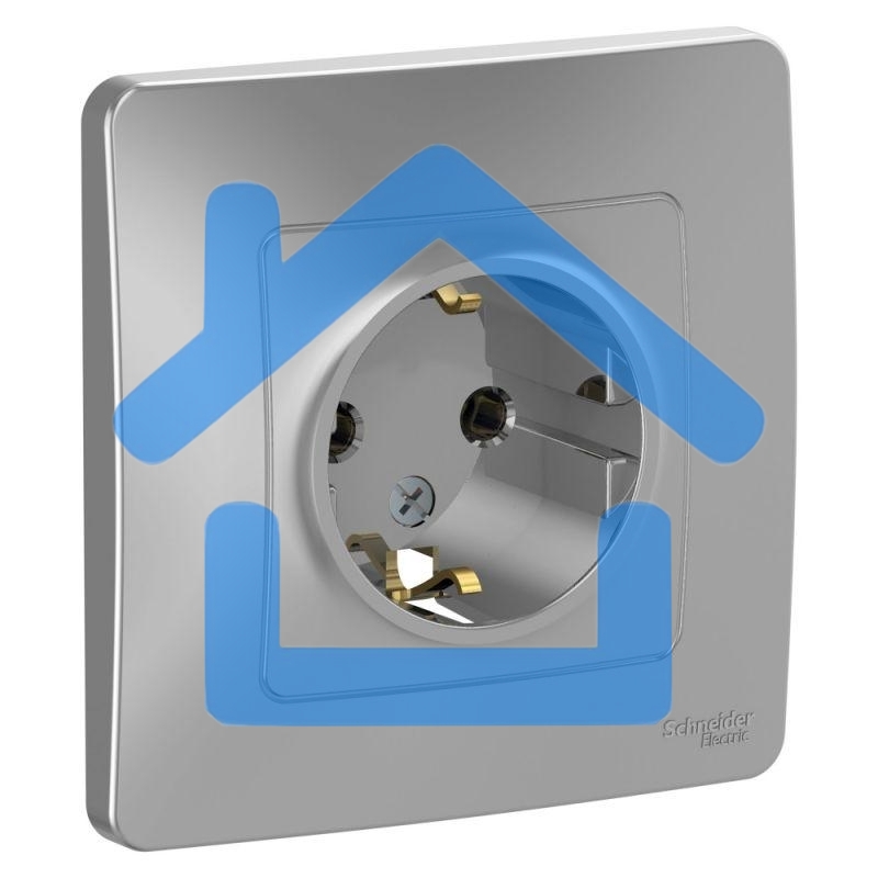 Розетка СП BLANCA 16А 250В без шторок с заземл. алюм. SchE BLNRS001013