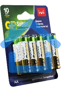 Батарея GP Super Alkaline 15A/IVI-2CR10 AA (10шт) блистер