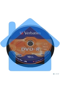 Диск DVD-R Verbatim 4.7Gb 16x Cake Box (10шт) (43523)