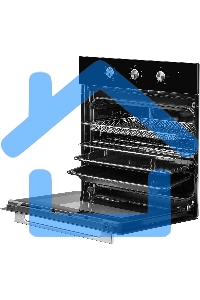 Духовой шкаф MONSHER MOE 6062 Noir, 5 режимов работы, объем духовки 58 л., утапливаемые переключатели, механический таймер, 2 стекла в дверце, энергоэффективность А, цвет: черный,фурнитура серебряная