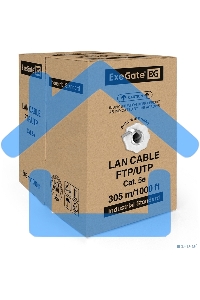 Кабель Exegate EX256748RUS Кабель UTP 4 пары кат.5e Exegate бескислородная медь, FLUKE® test pass, бухта 305м, серый, PVC