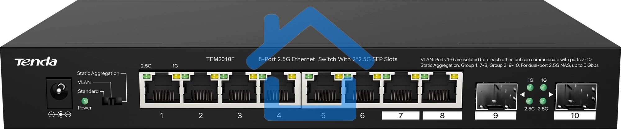 Коммутатор 8PORT 2.5G /2SFP TEM2010F TENDA