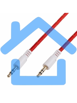 Аудиокабель AUX Rexant 3.5 мм в тканевой оплетке 1 м красный