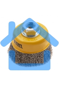 Щетка для УШМ, 75 мм, М14, Чашка, витая нержавеющая проволока 0,3 мм Denzel