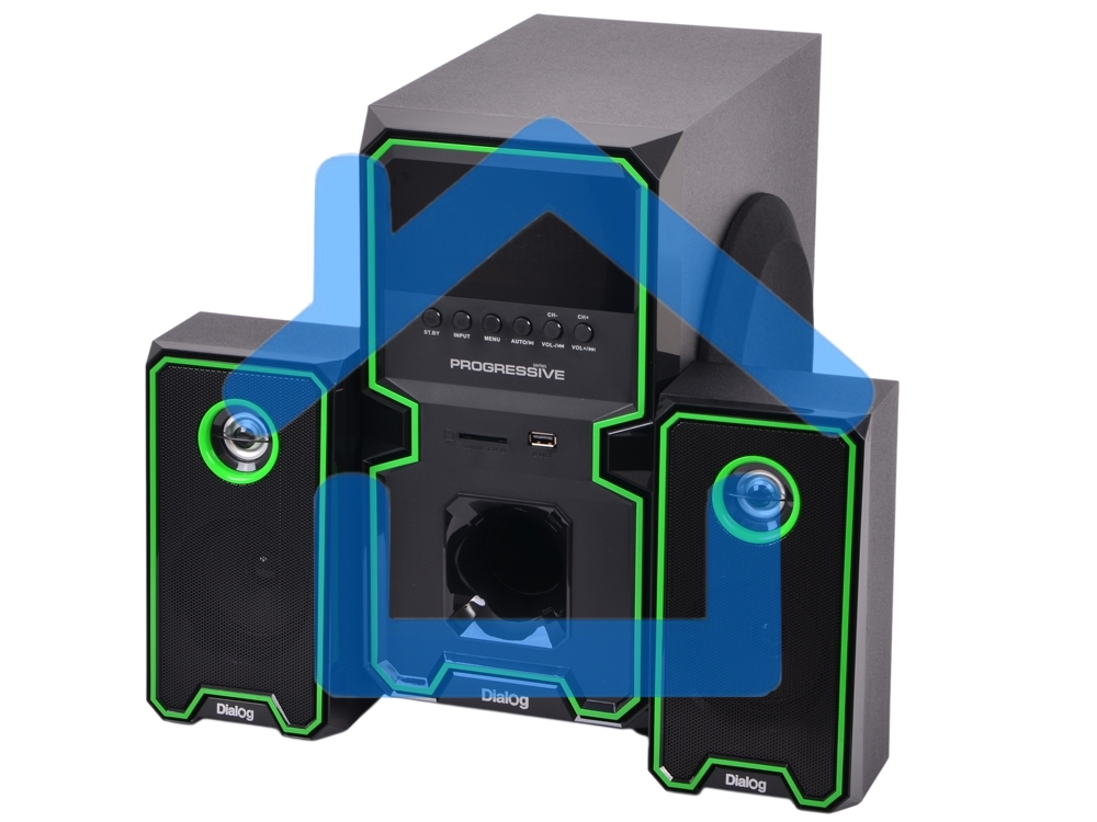 Акустическая система Dialog Progressive AP-222B BLACK - акустические колонки 2.1, 30W+2*10W RMS, Bluetooth, USB/SD reader