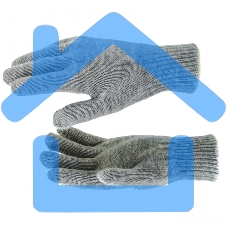 Перчатки трикотажные, акрил, двойные, серая туча, двойная манжета, Россия Сибртех