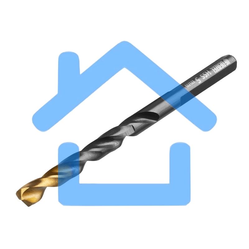 Сверло по металлу, 5 мм, HSS-Tin, Golden Tip, 10 шт. Denzel