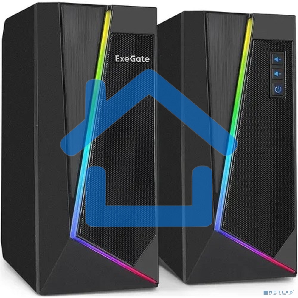 Акустическая система 2.0 ExeGate EX289688RUS Accord 240 (питание USB, 2х3Вт (6Вт RMS), 60-20000Гц, черный, RGb подсветка)