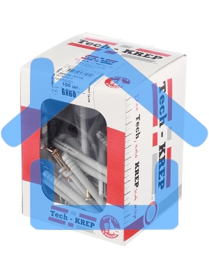 Дюбель-гвоздь 6х60 с потайной манжетой полипропилен (уп.40шт) коробка Tech-Krep 112712