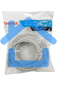 Патч-корд Buro Basic UTP 4 пары cat6 CCA molded 10м серый RJ-45 (m)-RJ-45 (m)