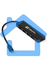 Хаб USB (концентратор) ExeGate DUB-4CP/1 (кабель-адаптер USB Type C --> 4xUSB3.0, Plug&Play, черный)