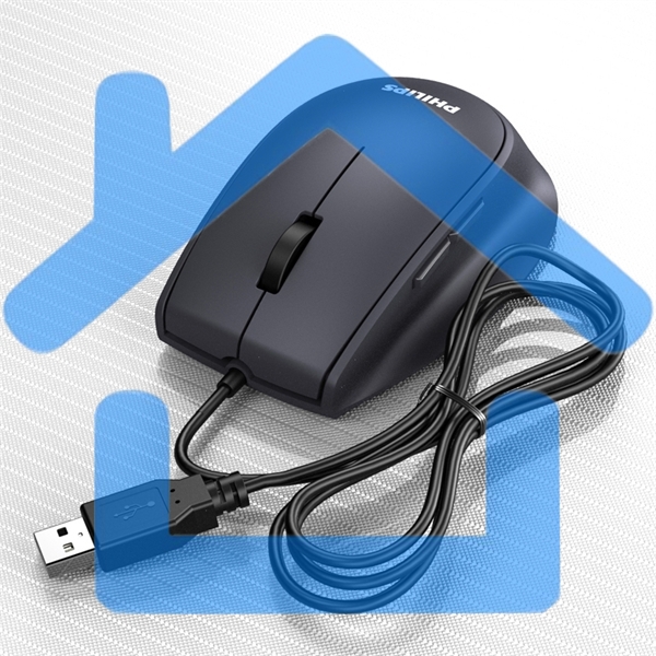 Мышь проводная Philips SPK7327 черный, 1600 dpi, USB, кнопки - 5