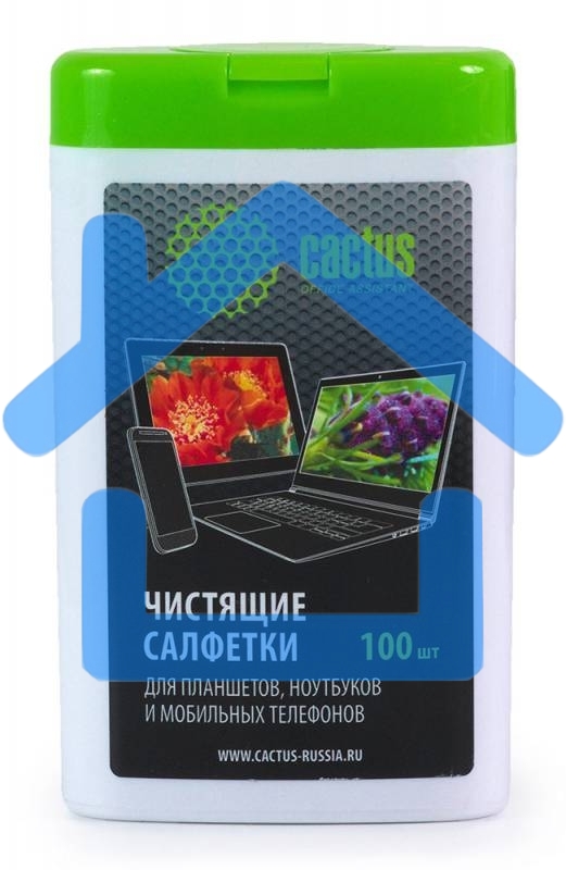 Салфетки Cactus CS-T1005 Туба с чистящими салфетками для планшетов, ноутбуков и моб.телефонов,100 шт
