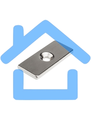 Неодимовый магнитный прямоугольник 35х15х3 мм с зенковкой 8х4 мм (упаковка 1 шт.)