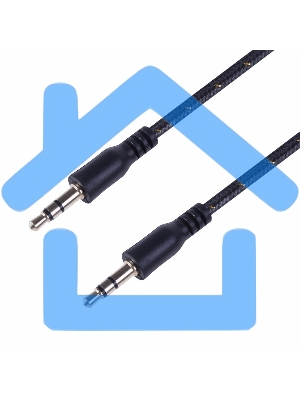 Аудиокабель AUX Rexant 3.5 мм в тканевой оплетке 1 м черный