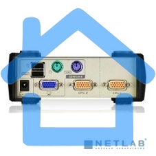 Переключатель ATEN KVM Switch CS82U-AT KVM-переключатель, VGA/SVGA+KBD+MOUSE, 1> 2 блока/порта/port PS2/USB, с KVM-шнурами PS2/USB 2х1.2м