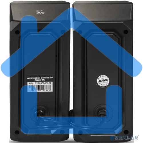 Акустическая система 2.0 ExeGate EX289688RUS Accord 240 (питание USB, 2х3Вт (6Вт RMS), 60-20000Гц, черный, RGb подсветка)