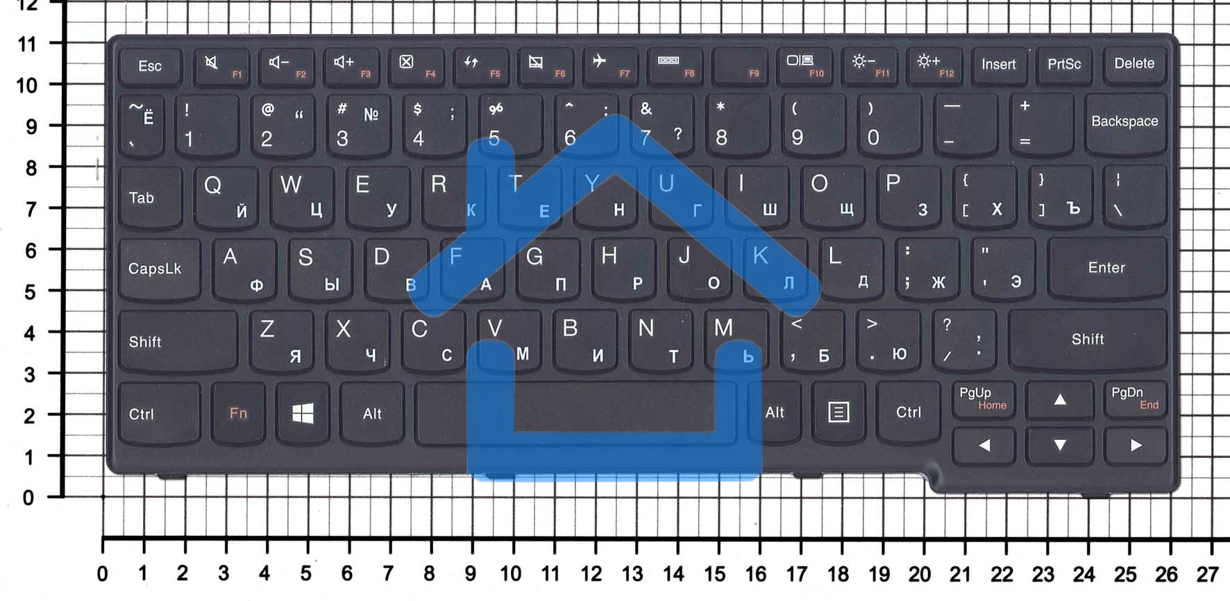 Клавиатура для ноутбука Lenovo Yoga 11, черная с рамкой