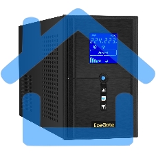 Источник бесперебойного питания ExeGate SineTower SN-1500.LCD.AVR.2SH.1C13.USB 1500VA/1200W, чистая синусоида, LCD дисплей, AVR, 2*Schuko+1*C13, USB, линейно-интерактивный, черный