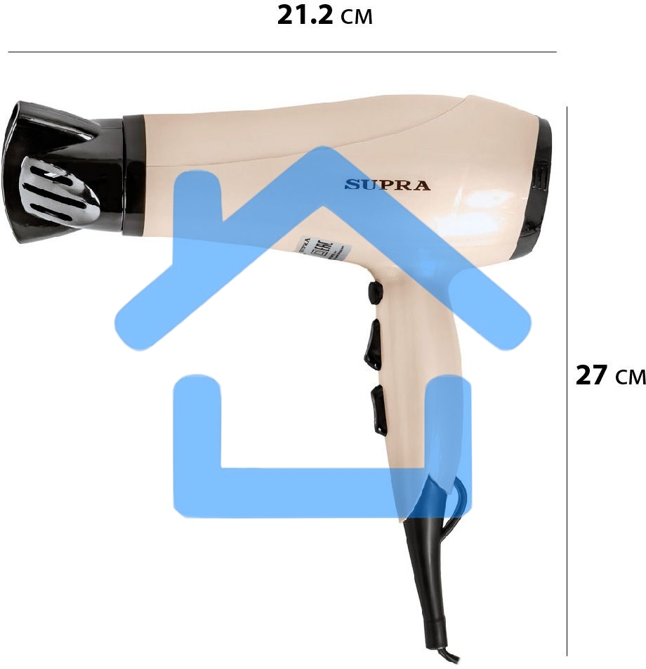 Фен SUPRA PHS-2205L (Мощность 2200 Вт. 2 скорости воздушного потока. 3 режима нагрева. Функция 