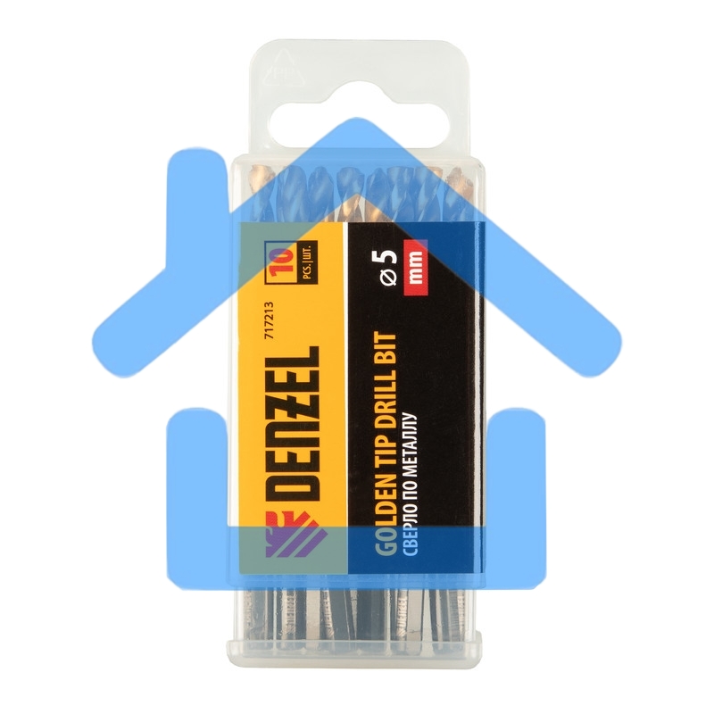 Сверло по металлу, 5 мм, HSS-Tin, Golden Tip, 10 шт. Denzel