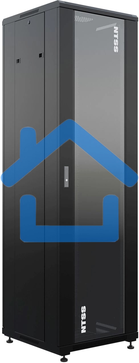 Шкаф коммутационный NTSS Премиум (NTSS-R42U6060GS-BL) напольный 42U 600x600мм пер.дв.стекл металл 900кг черный 510мм 86кг 1987мм IP20 сталь