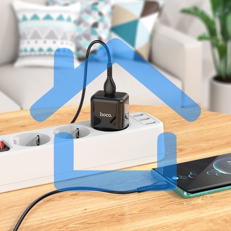 Сетевое зарядное устройство Hoco N32 Glory Black 30W 3A+2A+1.5A (PD+QC+AFC) USB Type-C универсальное черный