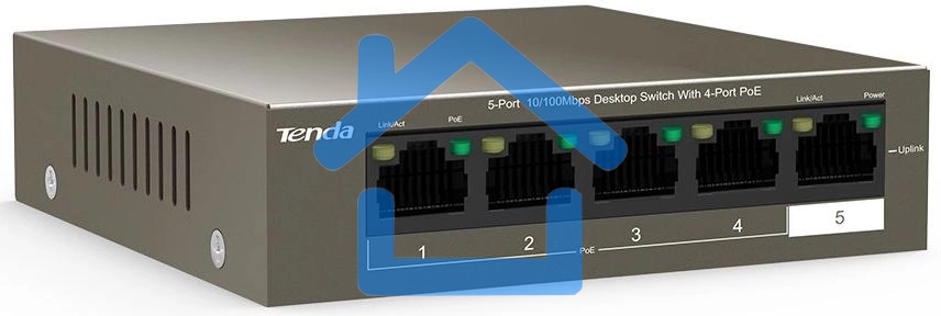Коммутатор Tenda TEF1105P-4-63W 5PORT 10/100M