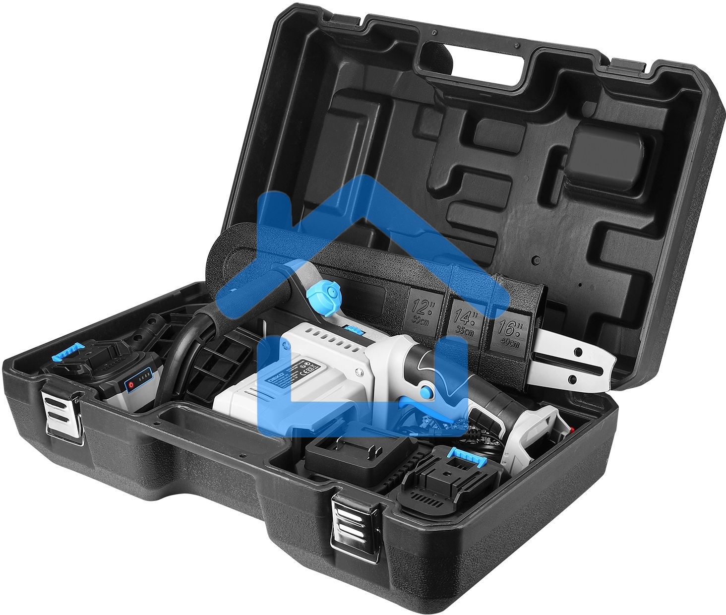 Пила цепная аккумуляторная в кейсе DEKO DKCHS 40 PRO [063-4357] 2х20В, 2x4.0Ач, 2 з/у