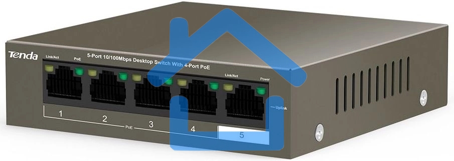 Коммутатор Tenda TEF1105P-4-63W 5PORT 10/100M