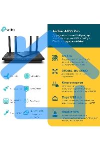 Двухдиапазонный гигабитный TP-Link Archer AX55 Pro AX3000 Wi-Fi 6 роутер