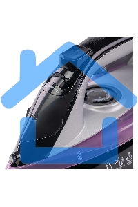 Утюг Galaxy Line GL 6128, фиолетовый с черным, паровой, 2200 Вт, постоянный пар 30 г/мин, паровой удар 140 г/мин, функции: самоочистка, антикапля, антинакипь, функция увлажнения, вертикальное отпаривание, защита от перегрева, индикатор нагрева, керамическ